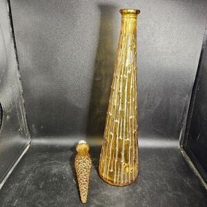 Elegant Vintage Empoli Amber Genie  Glass Bottle‎